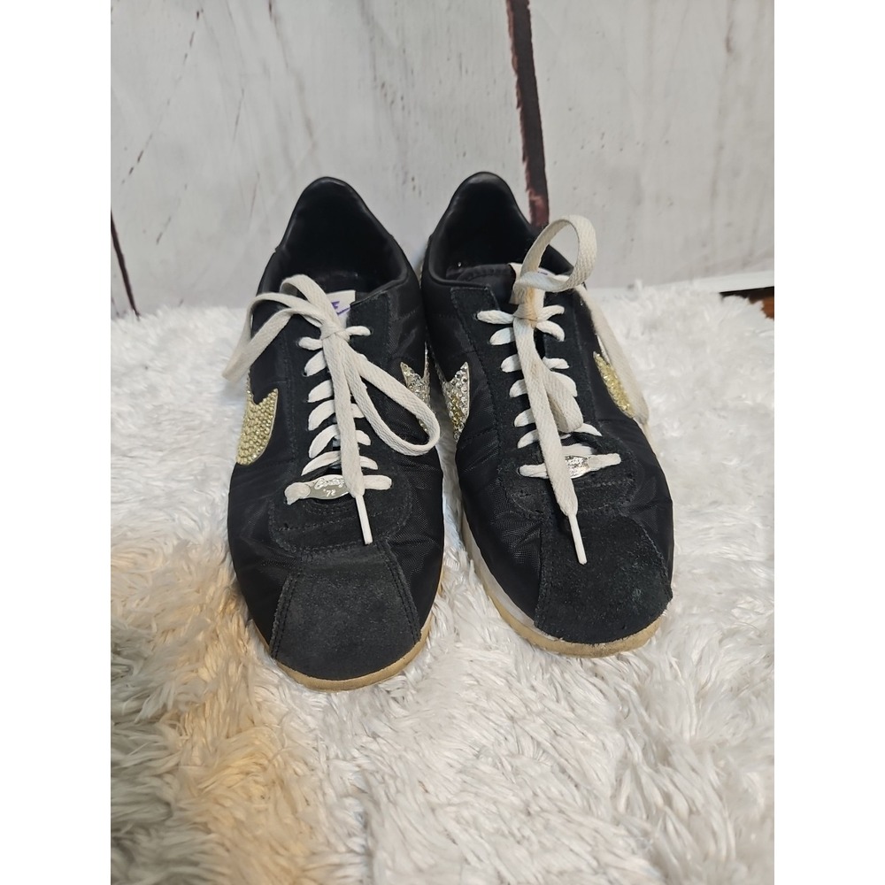 Nike Cortez '72 Sneakers Shoes Size‎ 9.5 Black Suede Fabric Los Angeles Lace Up